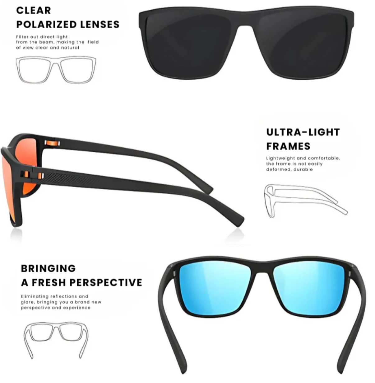 VierraSol | Set de Gafas de Sol Polarizadas ZichtZeker de 3 Piezas – Protección UV400 y Comodidad