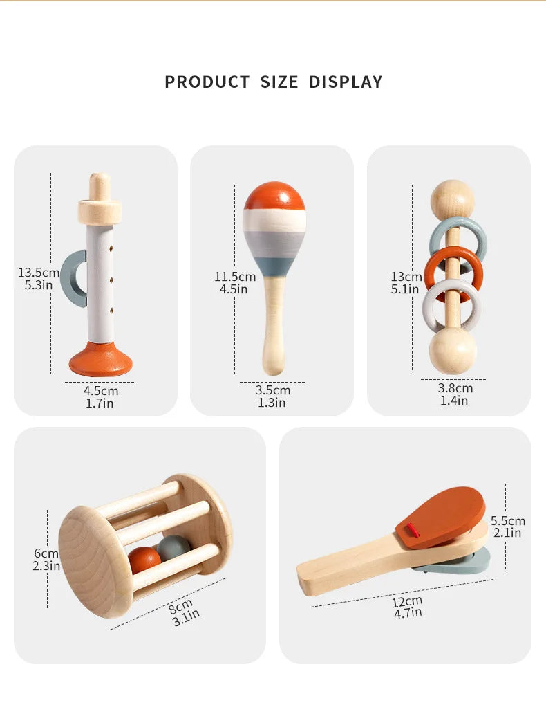 VierraSol | Set de Instrumentos Musicales de Madera Montessori para Niños Pequeños - Xilófono Afinado Profesionalmente, Maracas y más - Regalo Educativo para Niños en Edad Preescolar