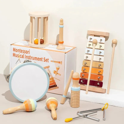 VierraSol | Set de Instrumentos Musicales de Madera Montessori para Niños Pequeños - Xilófono Afinado Profesionalmente, Maracas y más - Regalo Educativo para Niños en Edad Preescolar