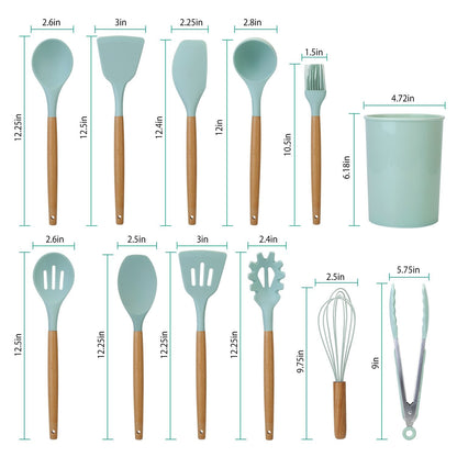 VierraSol | Set de Utensilios de Cocina de Silicona de 11 Piezas