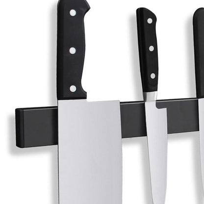 VierraSol | Soporte Magnético para Cuchillos – Almacenamiento de Acero Negro Montado en la Pared