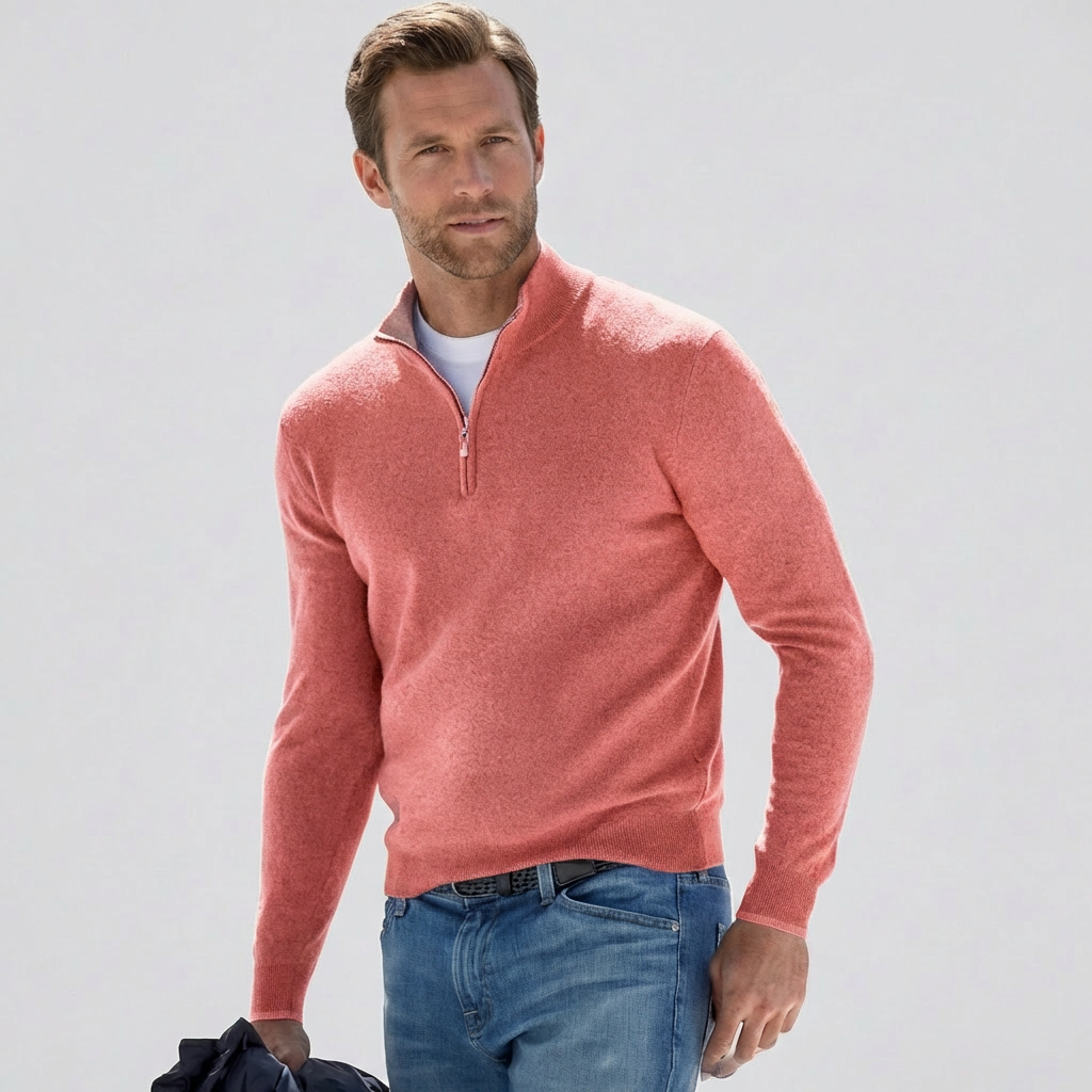 VierraSol | Suéter de Pullover para Hombre con Cuello en V y Cierre de Cuarto
