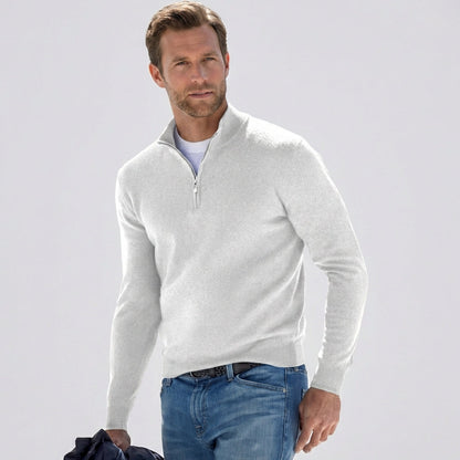 VierraSol | Suéter de Pullover para Hombre con Cuello en V y Cierre de Cuarto
