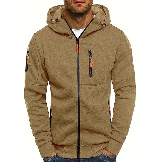 VierraSol | Sudadera con cremallera para hombre con acentos naranjas