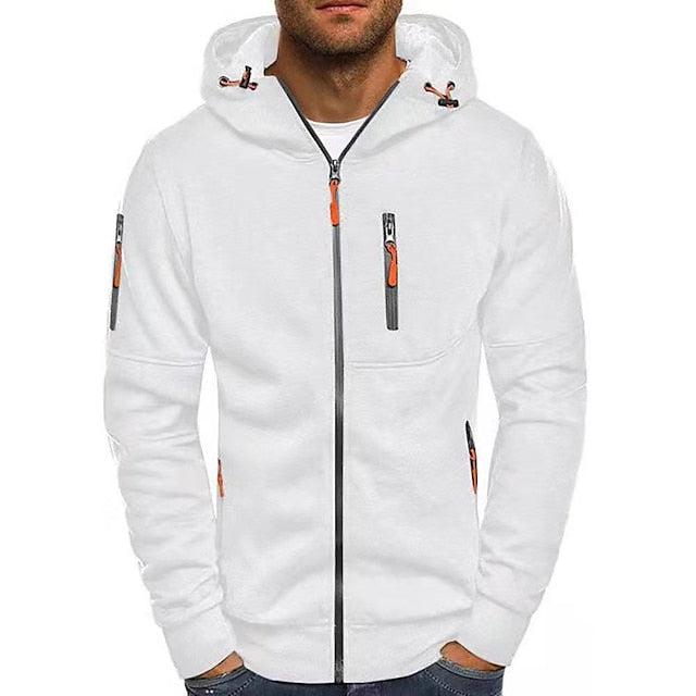 VierraSol | Sudadera con cremallera para hombre con acentos naranjas