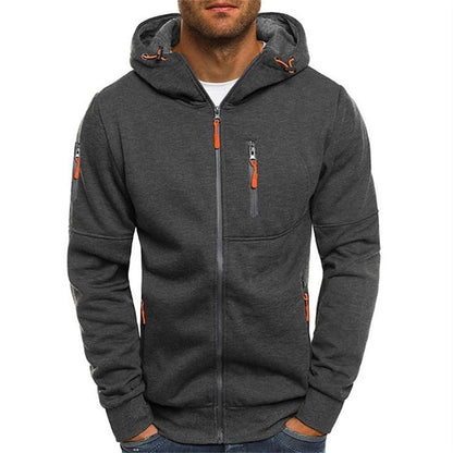 VierraSol | Sudadera con cremallera para hombre con acentos naranjas