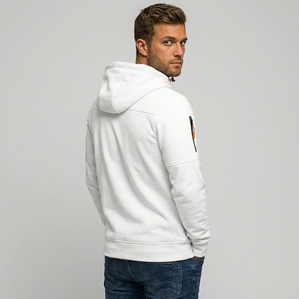 VierraSol | Sudadera con cremallera para hombre con acentos naranjas