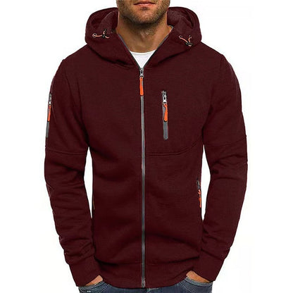 VierraSol | Sudadera con cremallera para hombre con acentos naranjas
