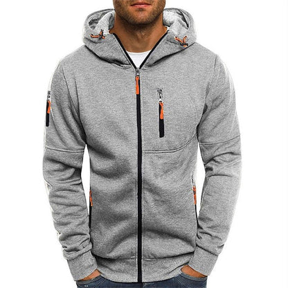 VierraSol | Sudadera con cremallera para hombre con acentos naranjas