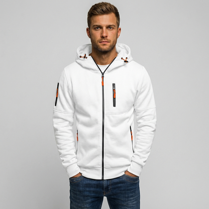 VierraSol | Sudadera con cremallera para hombre con acentos naranjas
