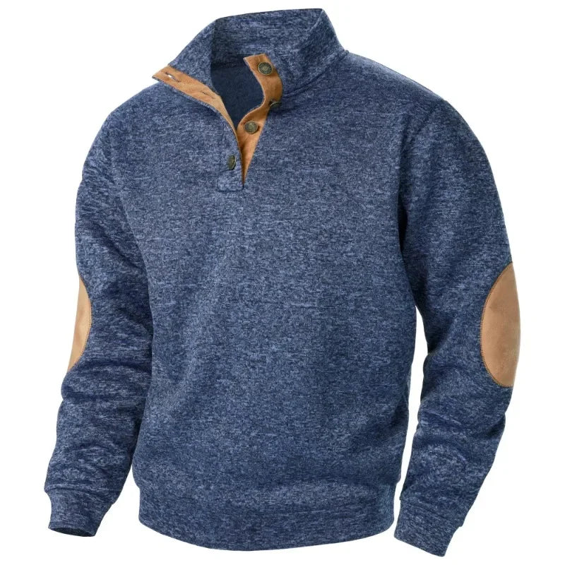 VierraSol | Sudadera de Pullover para Hombre con Parche de Ante en los Codos