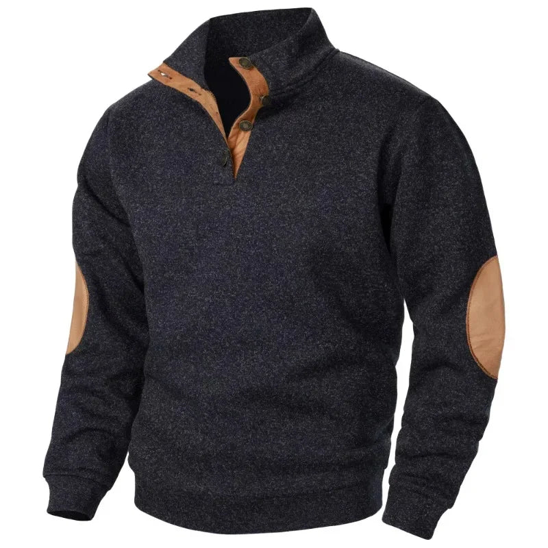 VierraSol | Sudadera de Pullover para Hombre con Parche de Ante en los Codos