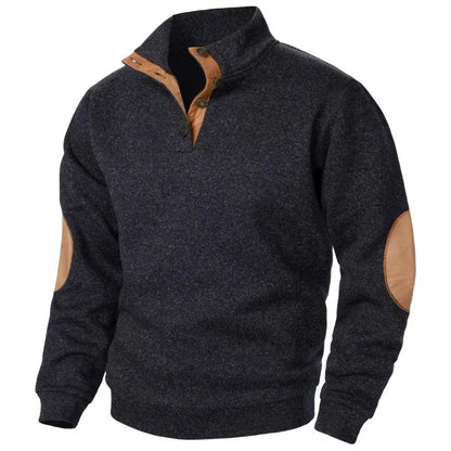 VierraSol | Sudadera de Pullover para Hombre con Parche de Ante en los Codos