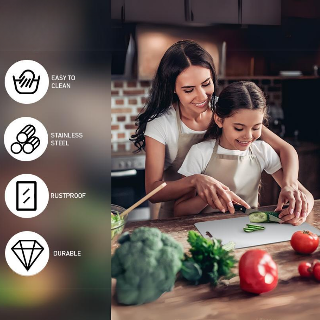 VierraSol | Tabla de Cortar de Acero Inoxidable para Profesionales y Cocineros Caseros
