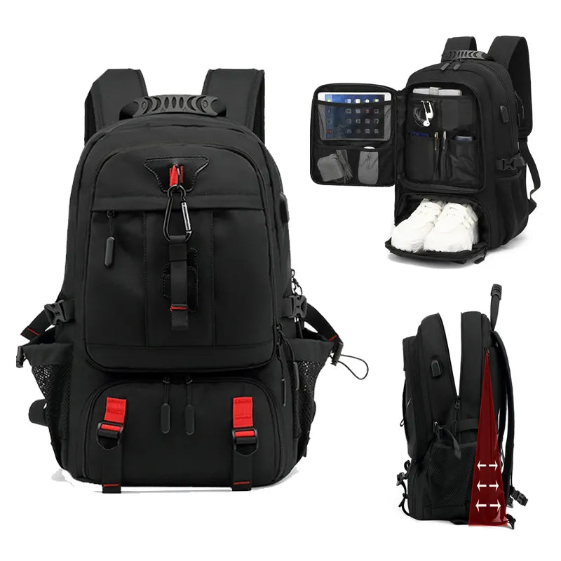 VierraSol | Tech Trek Pro 50-80L – La mochila definitiva con carga USB | Duradera y espaciosa