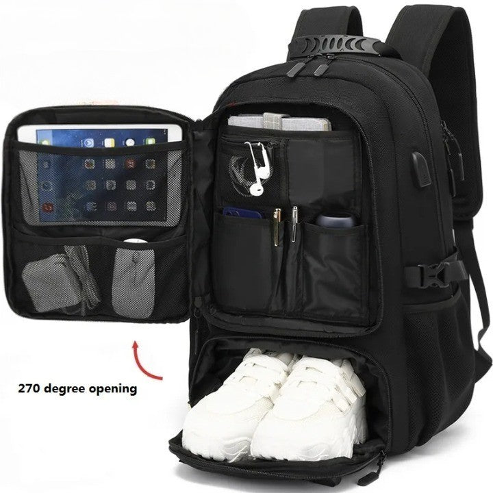 VierraSol | Tech Trek Pro 50-80L – La mochila definitiva con carga USB | Duradera y espaciosa