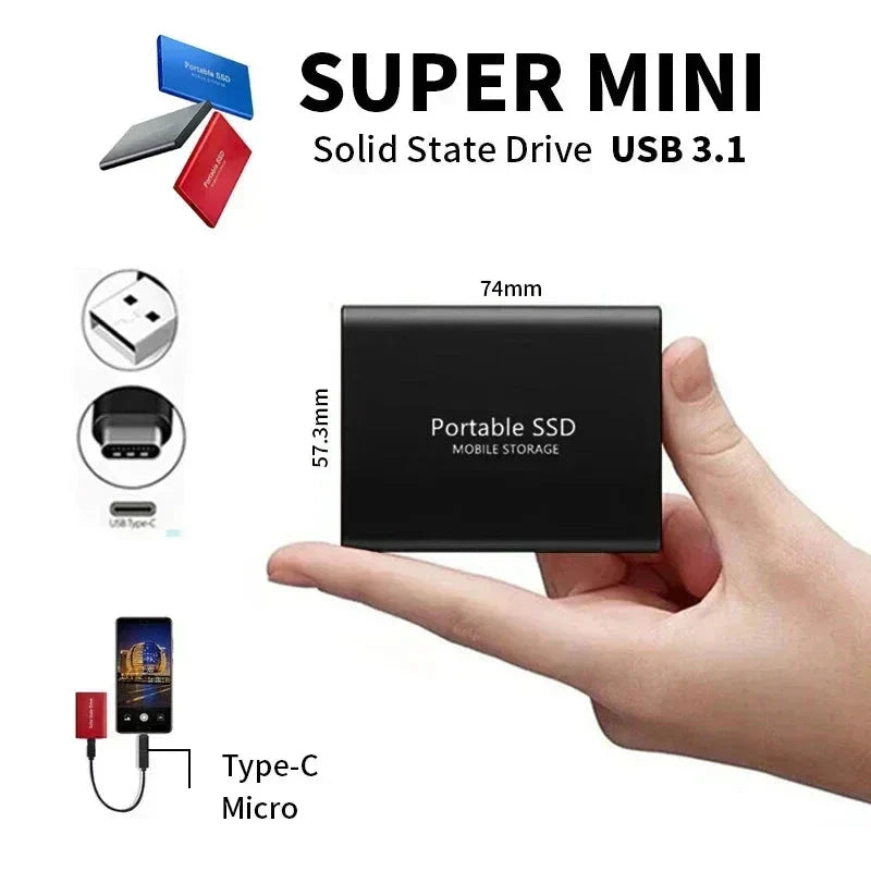 VierraSol | TECNOLOGÍA | Super Rápido SSD Externo 128GB | Mini SSD | Almacenamiento de Alta Velocidad para Laptop y PC
