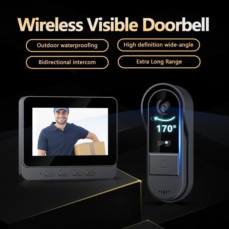 VierraSol | Timbre de Video Inalámbrico con Intercomunicador y Visión Nocturna HD – Pantalla IPS de 4.3”