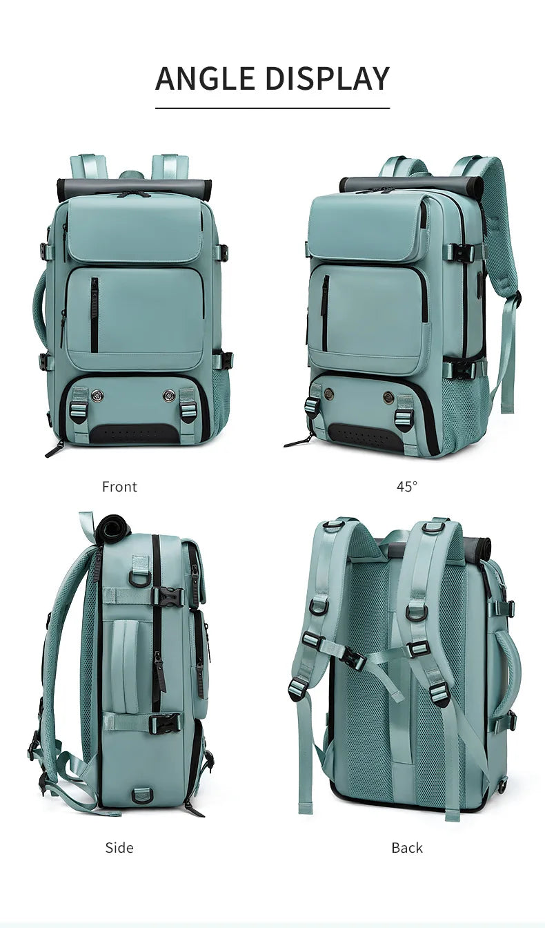 VierraSol | TRAVELMAX Pack – Mochila de Viaje Grande Impermeable con Puerto de Carga USB