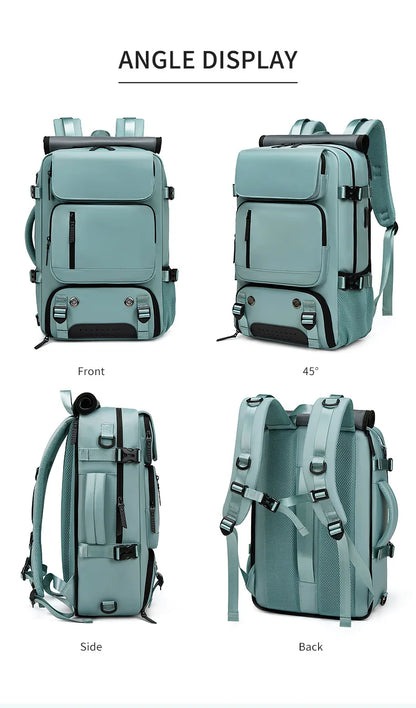 VierraSol | TRAVELMAX Pack – Mochila de Viaje Grande Impermeable con Puerto de Carga USB