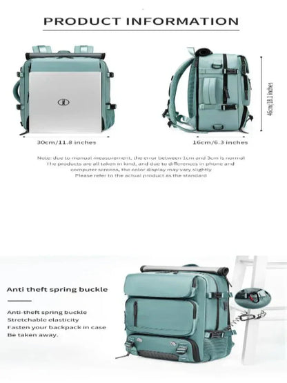 VierraSol | TRAVELMAX Pack – Mochila de Viaje Grande Impermeable con Puerto de Carga USB