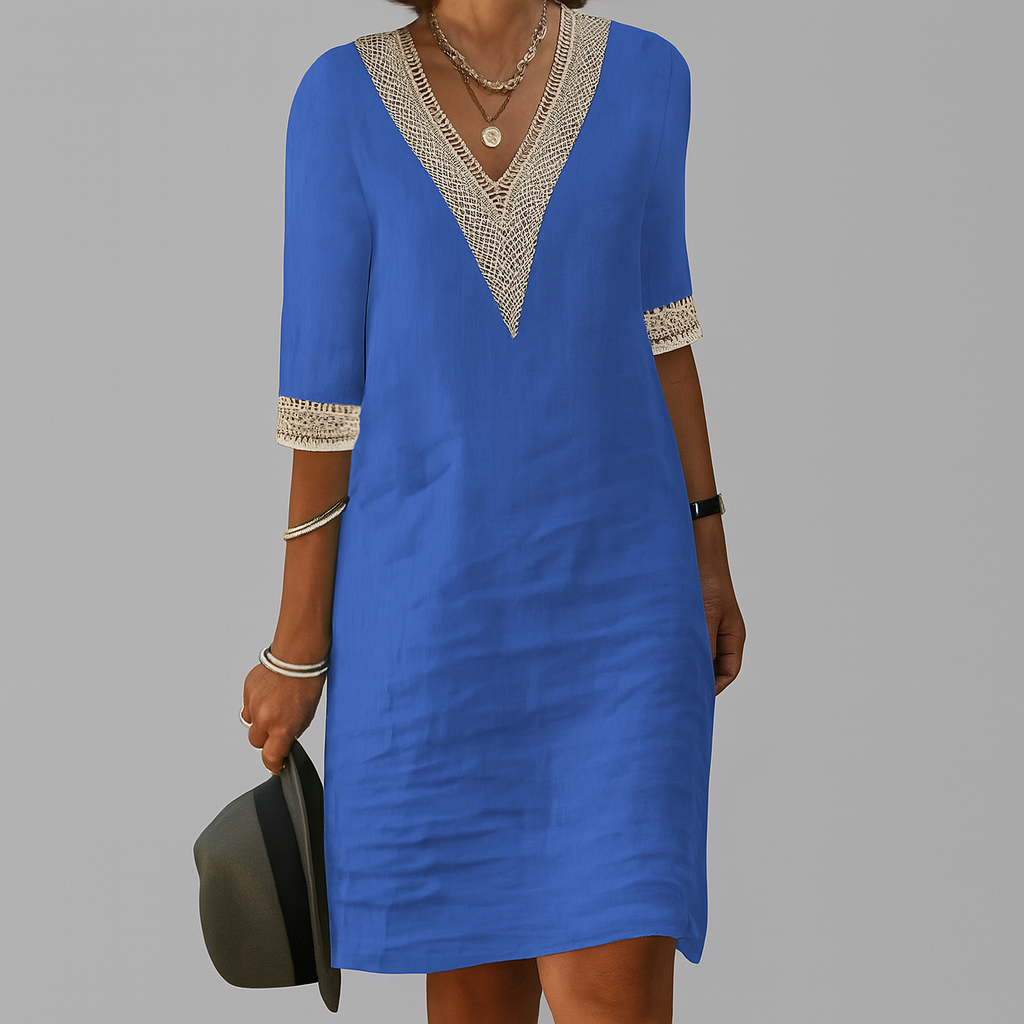 VierraSol | Vestido de Mujer con Escote en V y Detalle de Croché