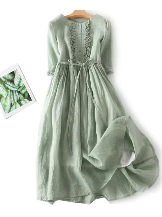 VierraSol | Vestido Maxi con Volantes para Mujer con Cinturón