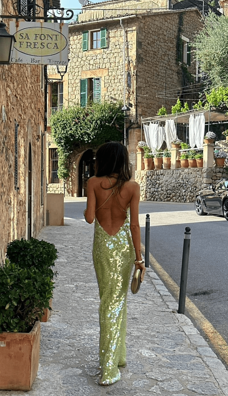 VierraSol | Vestido Maxi de Lentejuelas para Mujer con Espalda Descubierta