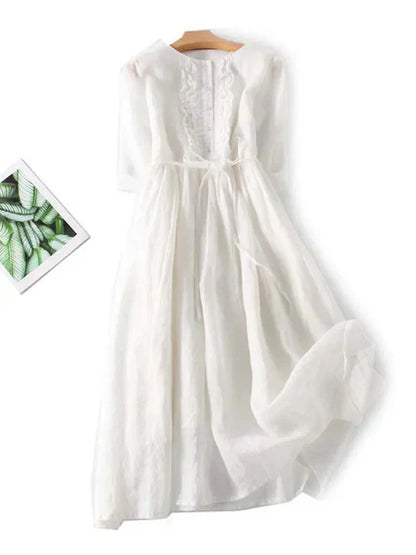 VierraSol | Vestido Maxi de Mujer con Volantes en el Frente y Cintura Ajustable