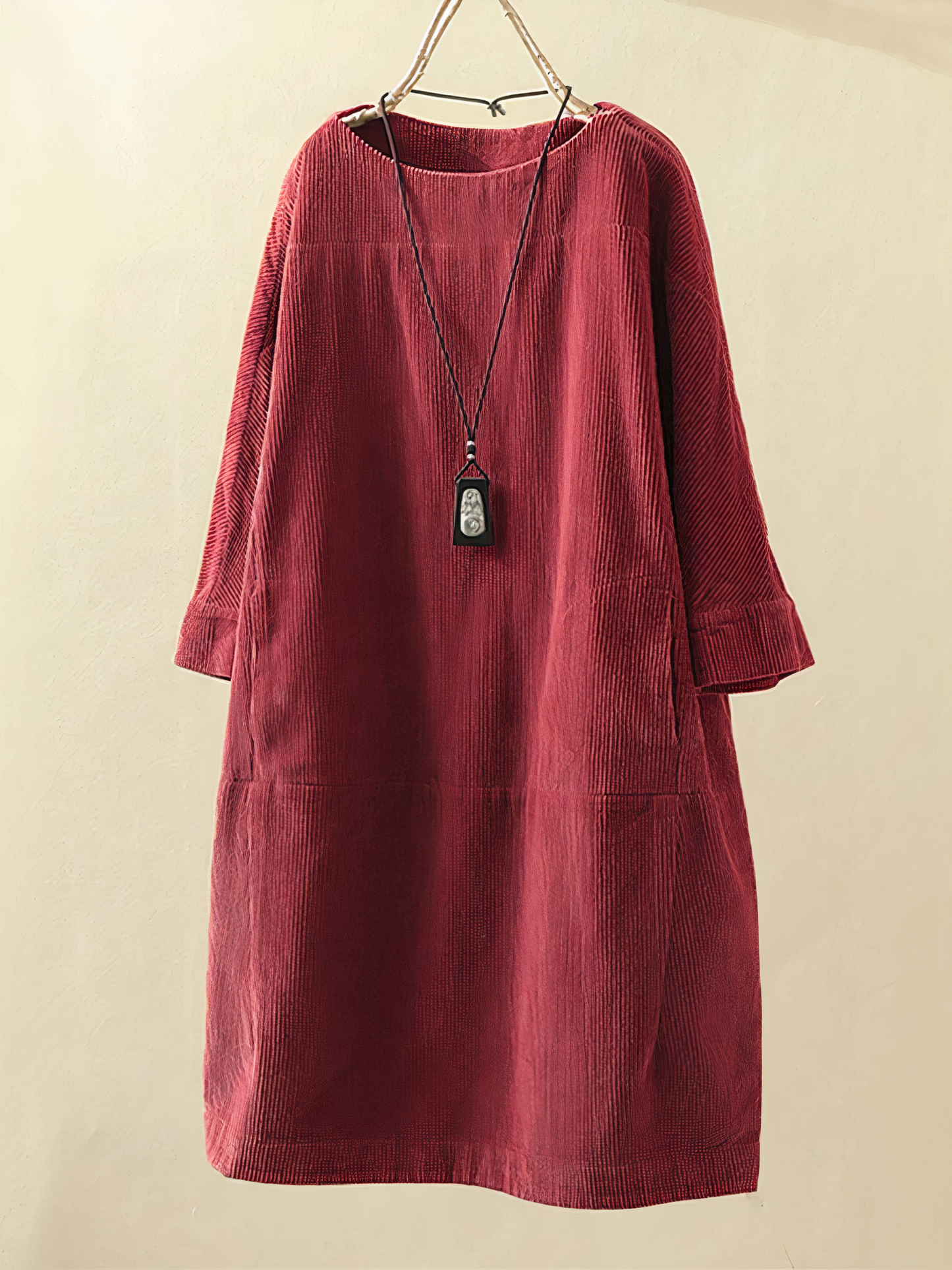 VierraSol | Vestido Midi de Pana para Mujer con Bolsillos