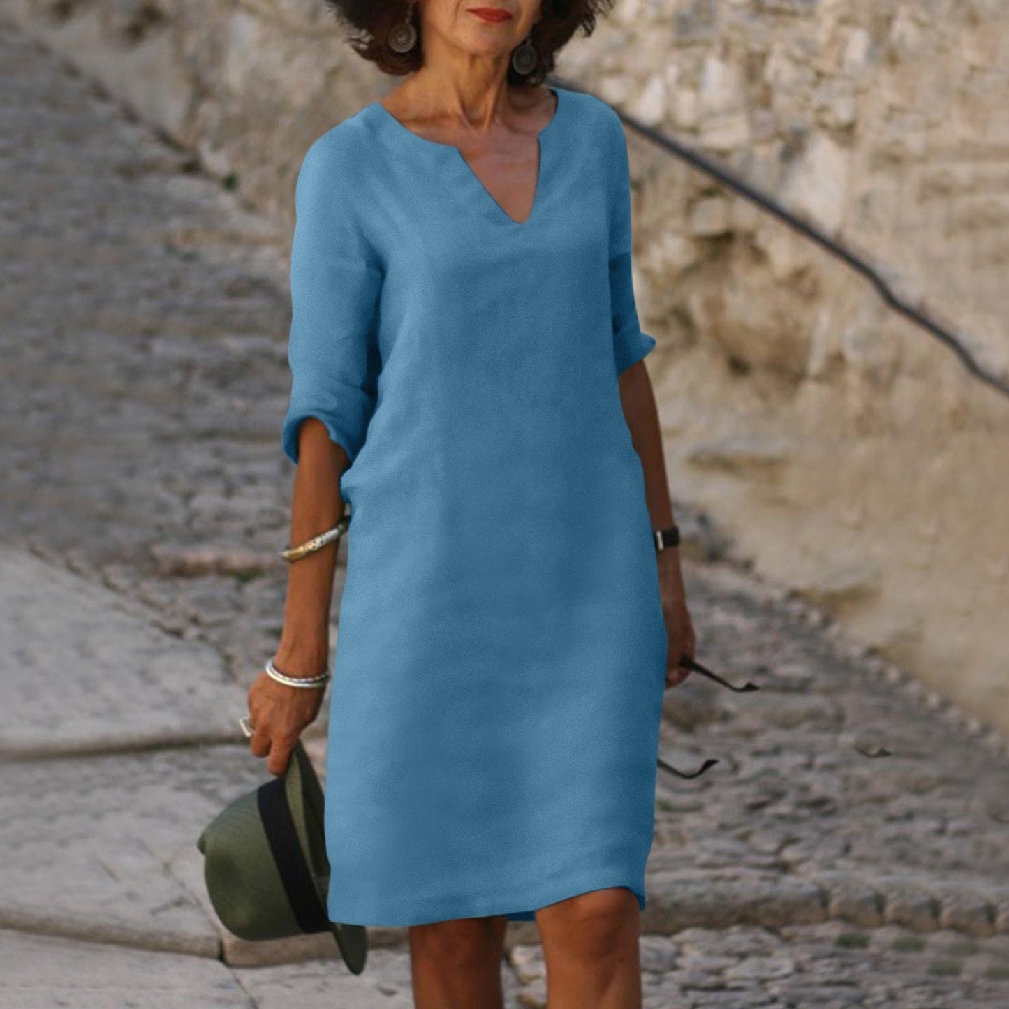 VierraSol | Vestido Midi de Verano con Escote en V para Mujer
