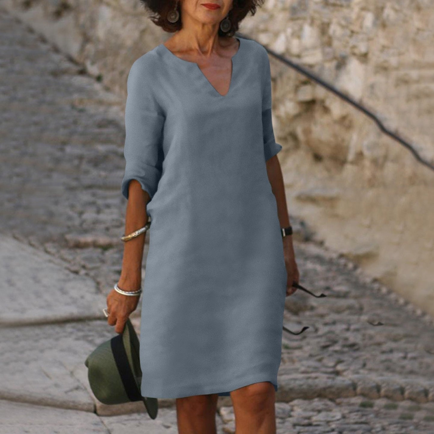 VierraSol | Vestido Midi de Verano con Escote en V para Mujer