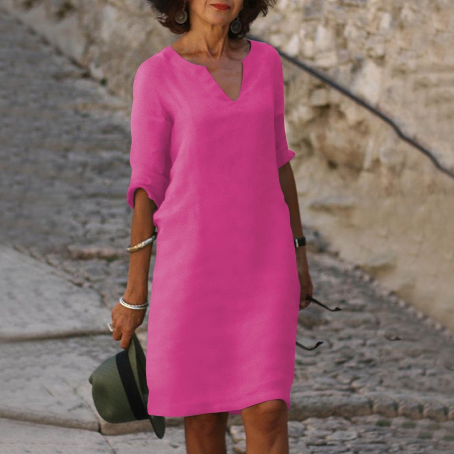 VierraSol | Vestido Midi de Verano con Escote en V para Mujer