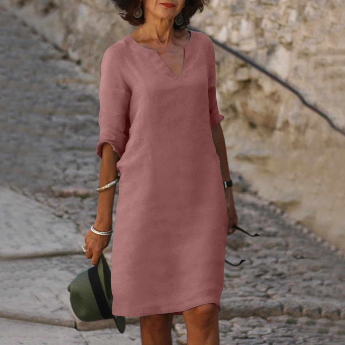 VierraSol | Vestido Midi de Verano con Escote en V para Mujer