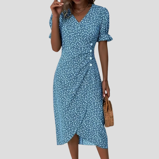 VierraSol | Vestido Midi Envolvente para Mujer con Estampado Floral