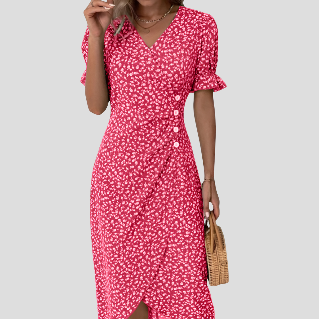 VierraSol | Vestido Midi Envolvente para Mujer con Estampado Floral