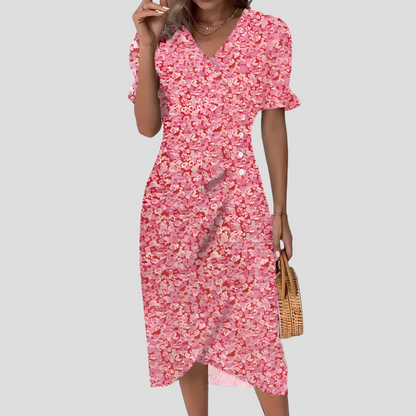 VierraSol | Vestido Midi Envolvente para Mujer con Estampado Floral