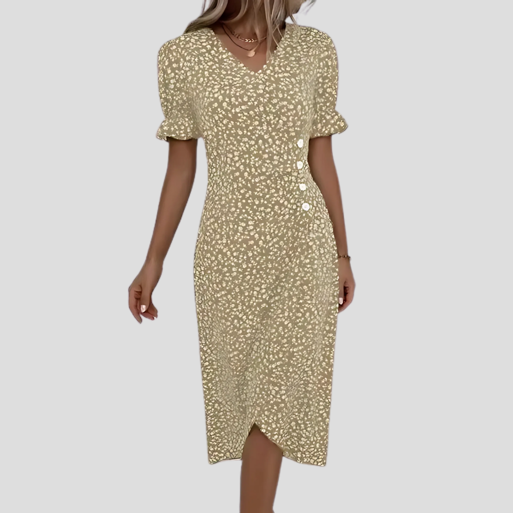 VierraSol | Vestido Midi Envolvente para Mujer con Estampado Floral