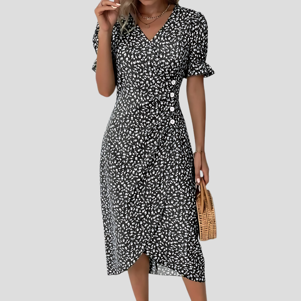 VierraSol | Vestido Midi Envolvente para Mujer con Estampado Floral