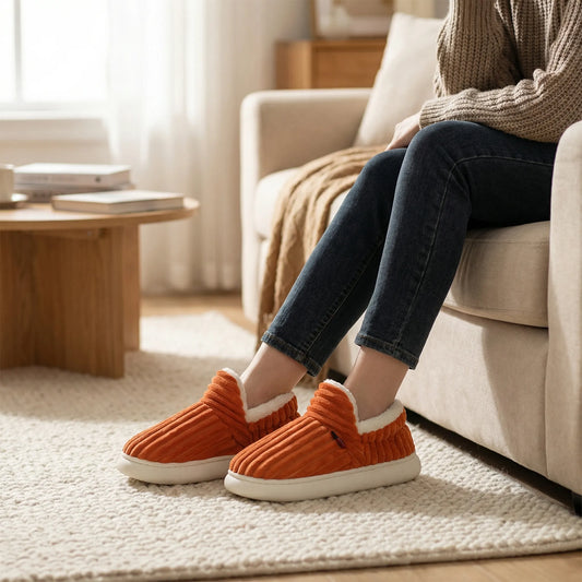 VierraSol | Zapatillas de Casa de Piel de Mujer - Zapatos de Interior Acanalados