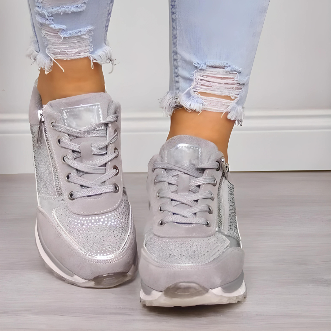 VierraSol | Zapatillas Wedge Ortopédicas para Mujeres con Acento de Cremallera
