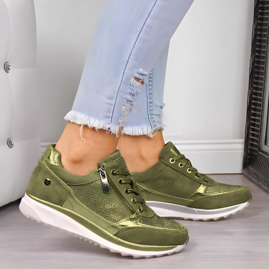 VierraSol | Zapatillas Wedge Ortopédicas para Mujeres con Acento de Cremallera