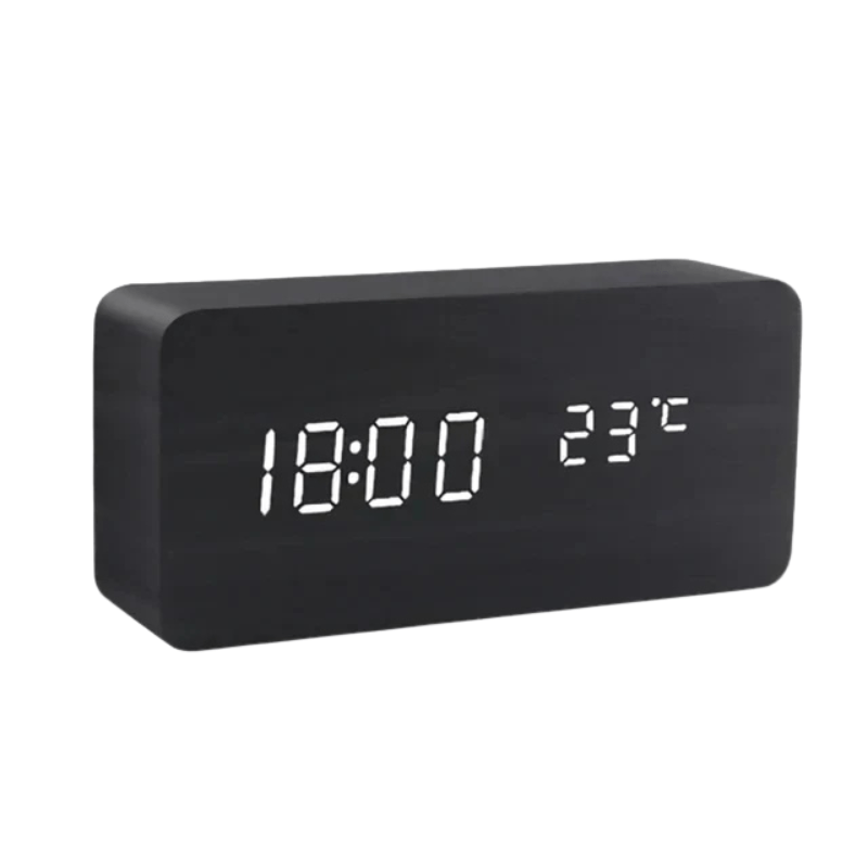 WOODSENSE – Reloj de Madera LED con Control por Voz para una Exhibición de Tiempo Elegante