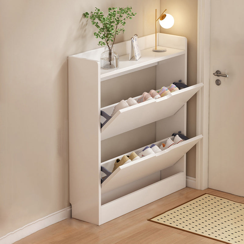 Zapatero de entrada rectangular y ultrafino de madera manufacturada ecológica de 2/3 niveles, estilo moderno y minimalista