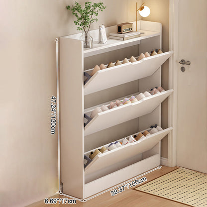 Zapatero de entrada rectangular y ultrafino de madera manufacturada ecológica de 2/3 niveles, estilo moderno y minimalista