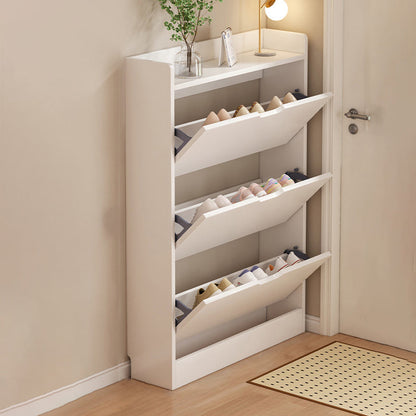 Zapatero de entrada rectangular y ultrafino de madera manufacturada ecológica de 2/3 niveles, estilo moderno y minimalista