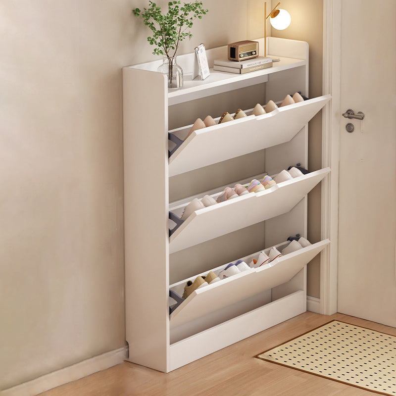 Zapatero de entrada rectangular y ultrafino de madera manufacturada ecológica de 2/3 niveles, estilo moderno y minimalista