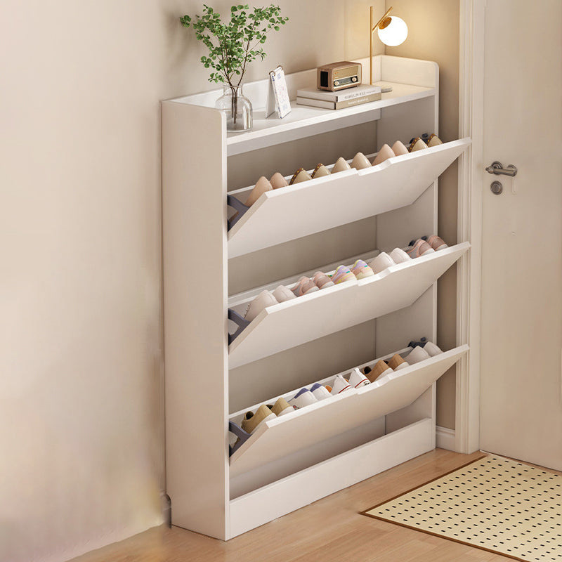 Zapatero de entrada rectangular y ultrafino de madera manufacturada ecológica de 2/3 niveles, estilo moderno y minimalista