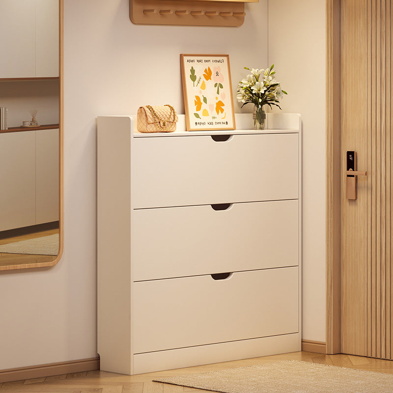 Zapatero de entrada rectangular y ultrafino de madera manufacturada ecológica de 2/3 niveles, estilo moderno y minimalista