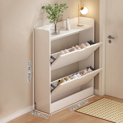 Zapatero de entrada rectangular y ultrafino de madera manufacturada ecológica de 2/3 niveles, estilo moderno y minimalista